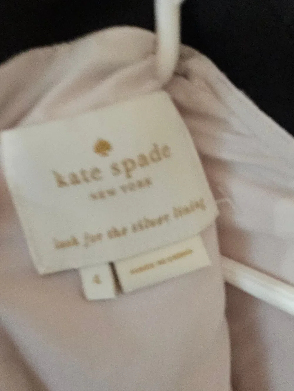 Kate Spade Beaded Collar Shift Dress in Blush Pink and Black, Sz 4